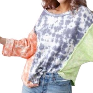 We The Free Womens Dye Oversized Pullover Top XS Extra Small Patchwork I bin
